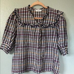 HOFMANN COPENHAGEN Women's Plaid Top - Purple and Orange